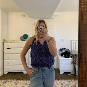 Colorful pattered flowy tank